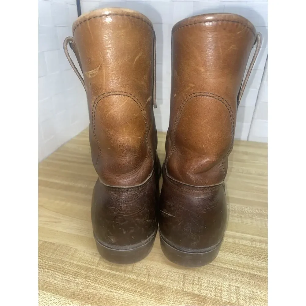 Vintage L.L. Bean Pecos Roper Pull-On Boots Brown Leather Men's US 9